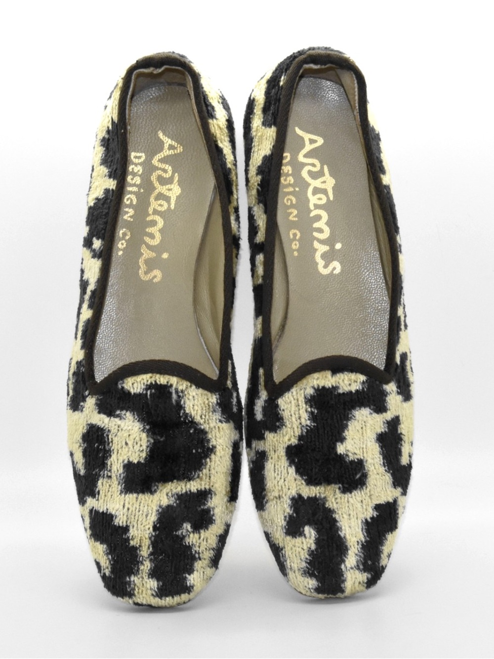 Artemis 8.5 Handmade Artisan Silk Velvet Animal Leopard Print Loafer Luxury Boho